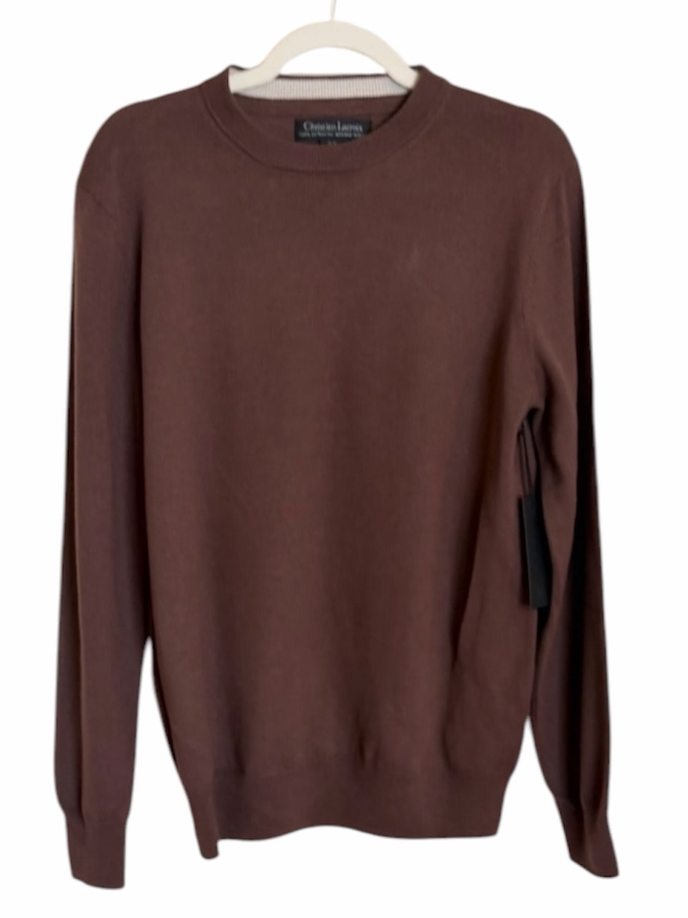 Christian Lacroix 100% Merino wool Men's Brown Crewneck Sweater. Size Medium